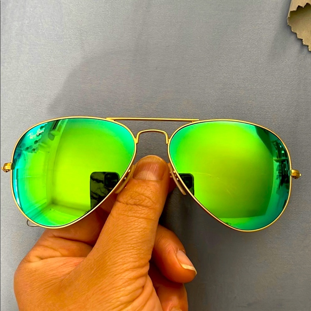 Green reflective RayBans